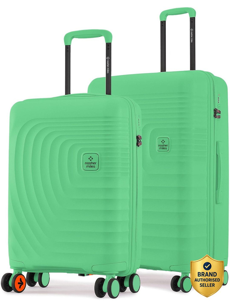 Nasher Miles NASHER MILES Boston Hard-Sided Polypropylene Set of 2 Summer Green Trolley Bag(55 & 65 cm) Cabin & Check-in Set 8 Wheels - 24 inch
