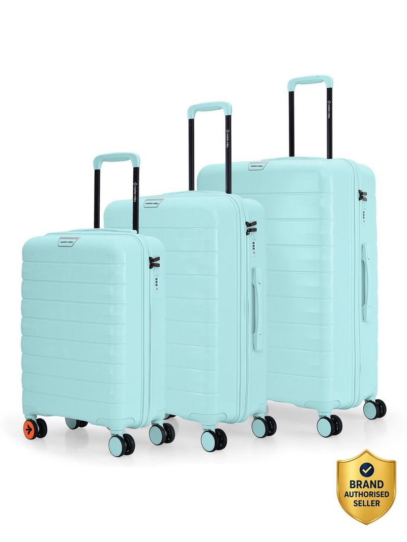 Nasher Miles NASHER MILES Vienna Hard-Sided Polypropylene Set of 3 Cool Mint Trolley Bags (55, 65 & 75 cm) Cabin & Check-in Set 8 Wheels - 28 inch
