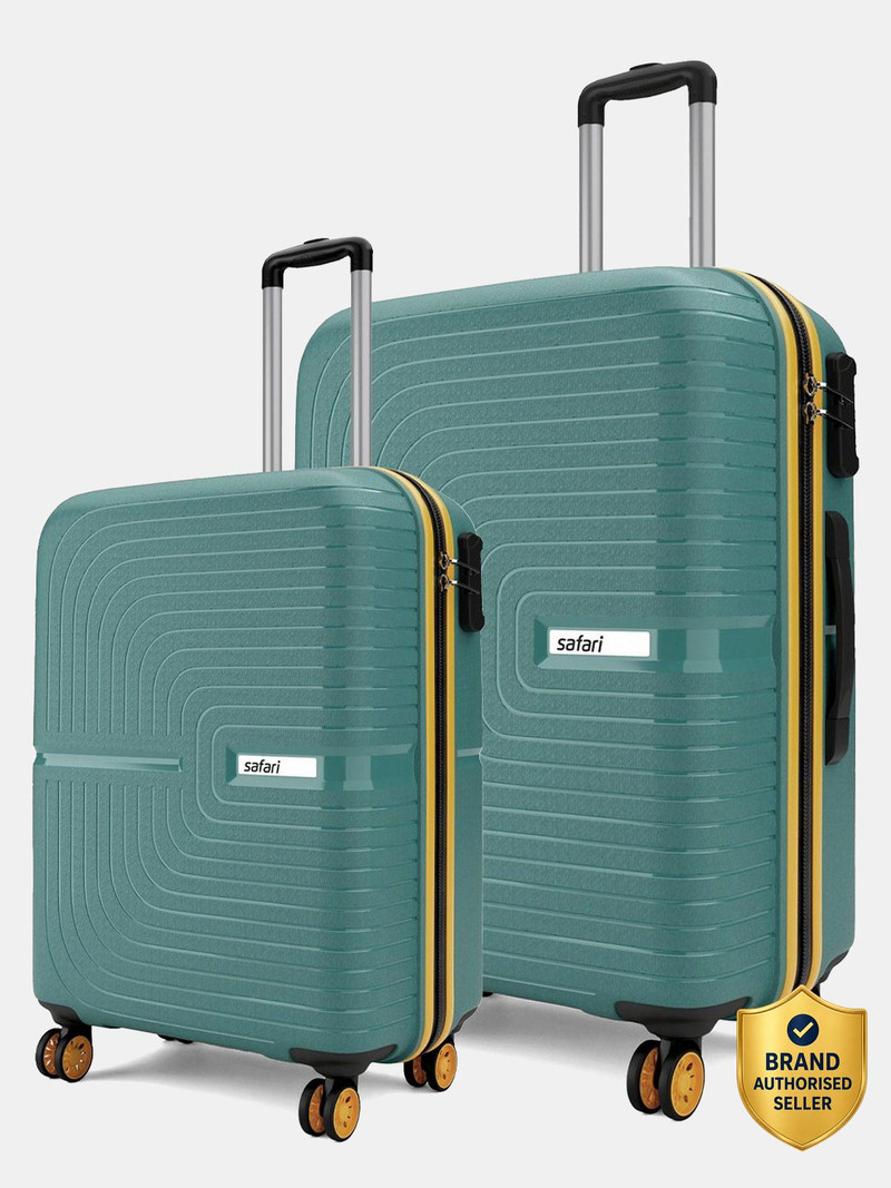 safari hard body set of 2 luggage 8 wheels - eclipse neo 2 (small 55cm | medium 66cm) - green