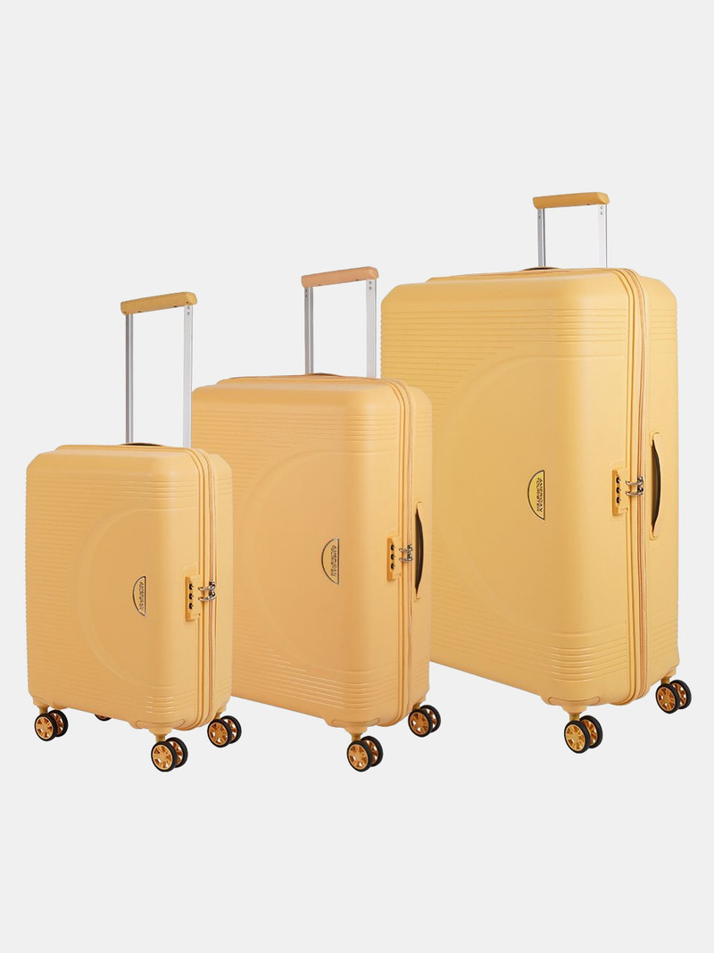 American Tourister AMERICAN TOURISTER Hard Body Set of 3 Luggage 8 Wheels - Combination Lock-Hemis (Small 55 Cm | Medium 68 Cm | Large 78 Cm) - Yellow