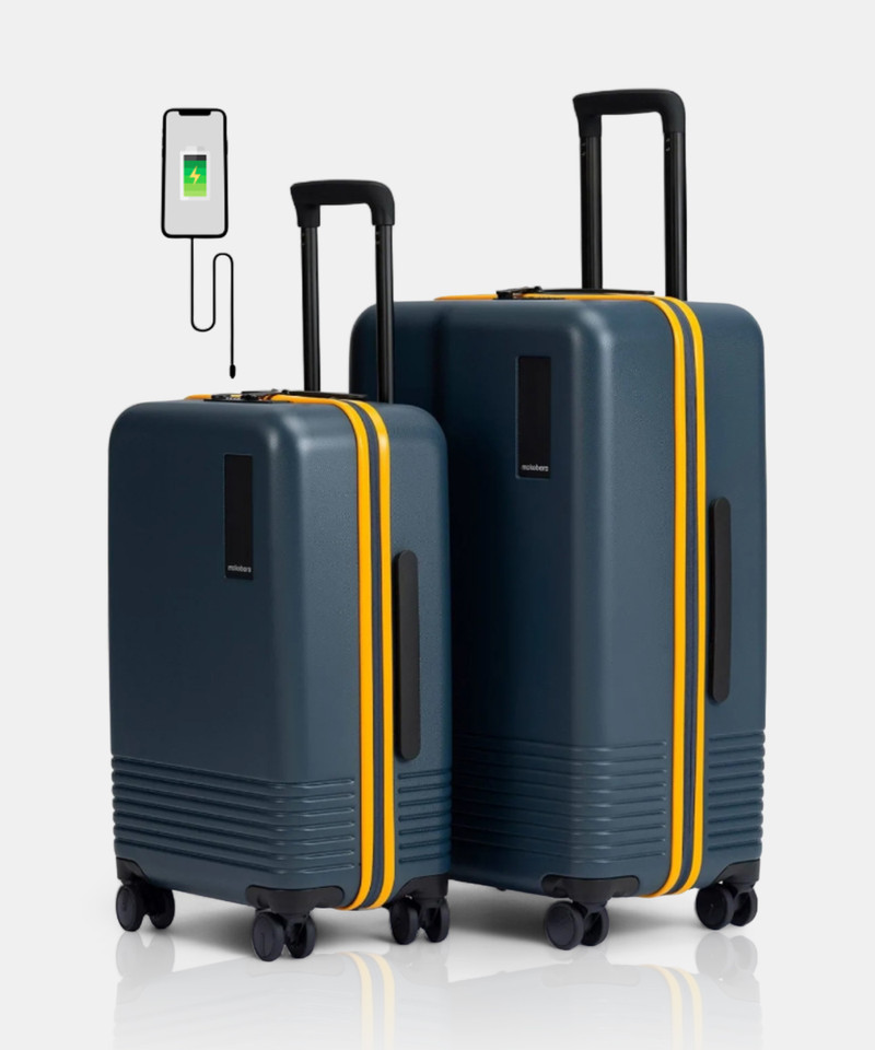 Mokobara Mokobara Hard Body Set of 2 Luggage 8 Wheels - The Set of 2 Luggage (Small 57.8cm | Medium 68.5) - Blue, Yellow