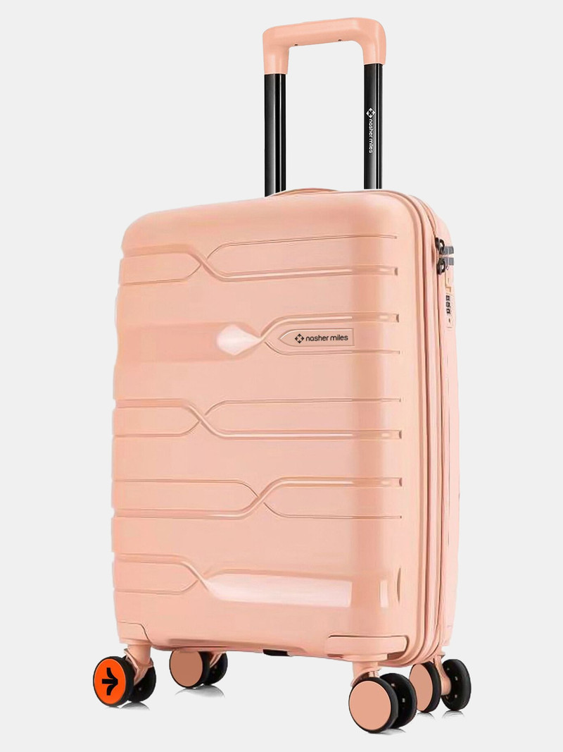 Nasher Miles NASHER MILES Small Cabin Suitcase (55 cm) 8 Wheels - Paris Polypropylene 20 inch Hard-Sided Spinner Trolley Bag for Travel & Business - Beige