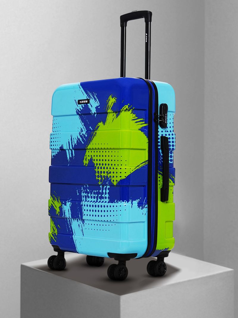 Nasher Miles NASHER MILES Hard Body Set of 2 Luggage 8 Wheels - Limited Edition Jet Set Go Real Hard-Sided Printed Trolley Bags(65 & 75 cm) - Blue