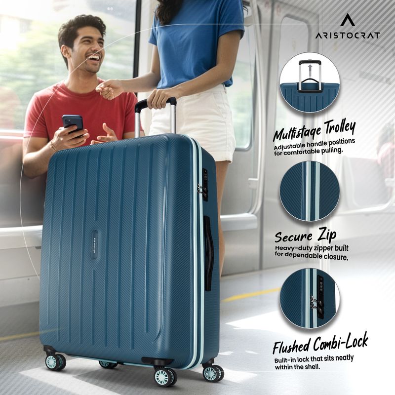 ARISTOCRAT Photon Max 3-Piece Hard Side Luggage, Blue - Image 6