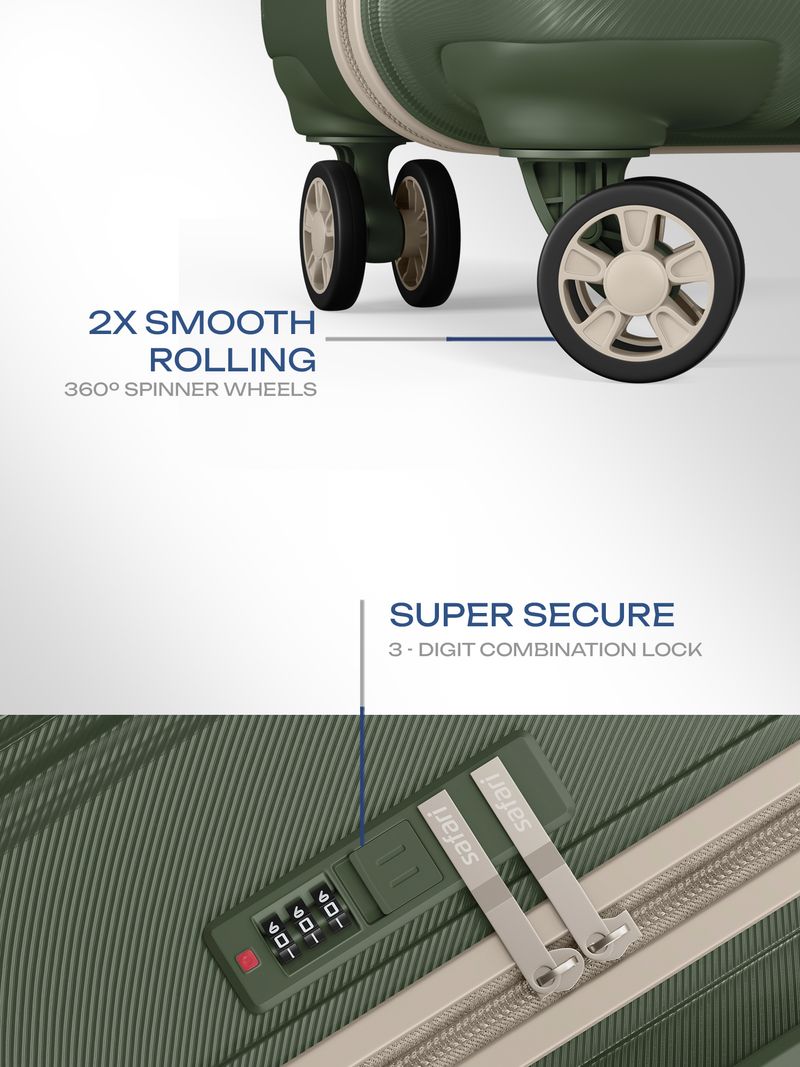 SAFARI Hard Body 3 Luggage Set 8 Wheels 55/65/77 Dusk Green - Image 4