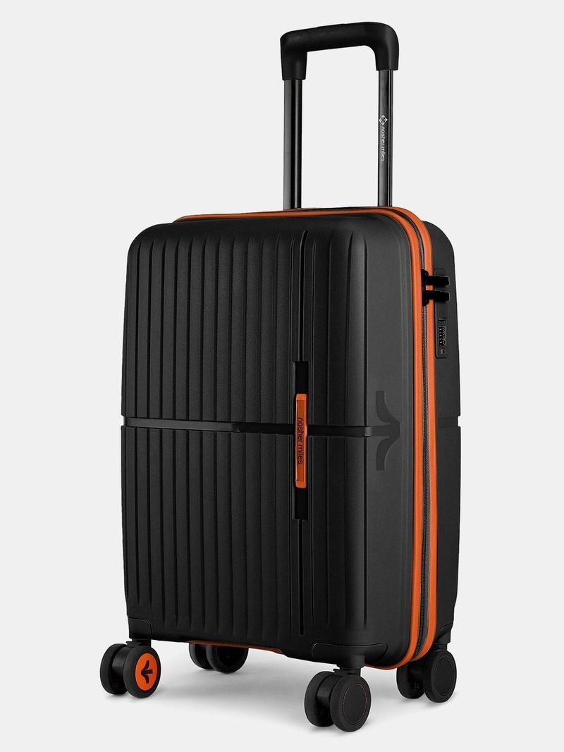 Nasher Miles NASHER MILES Small Cabin Suitcase (55 cm) 8 Wheels - Springfield Hard-Sided Polypropylene Luggage Black 55cm Trolley Bag - Black
