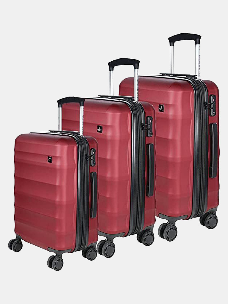 Nasher Miles NASHER MILES Hard Body Set of 3 Luggage 8 Wheels - Rome Expander Hard-Side Luggage Set of 3 - Maroon