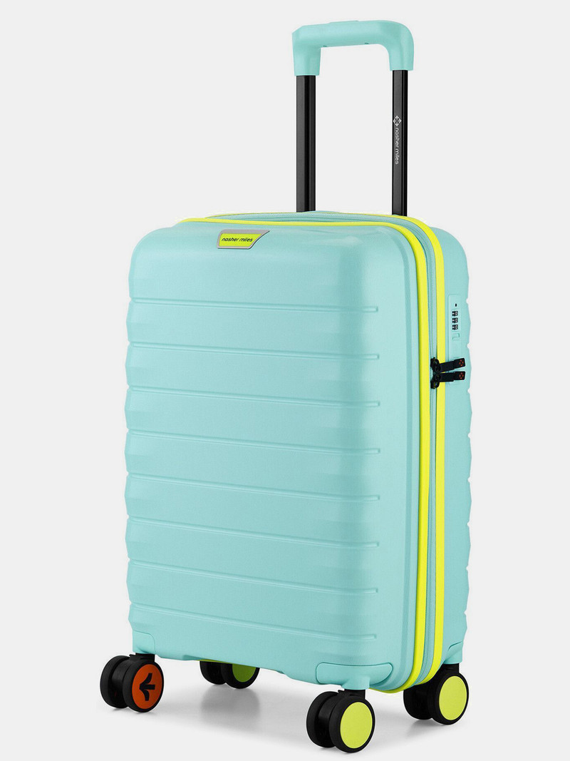 Nasher Miles NASHER MILES Small Cabin Suitcase (55 cm) 8 Wheels - Salzburg Hard-Sided Polypropylene Cabin Luggage 20inch Trolley Bag for Travel - Blue, Yellow