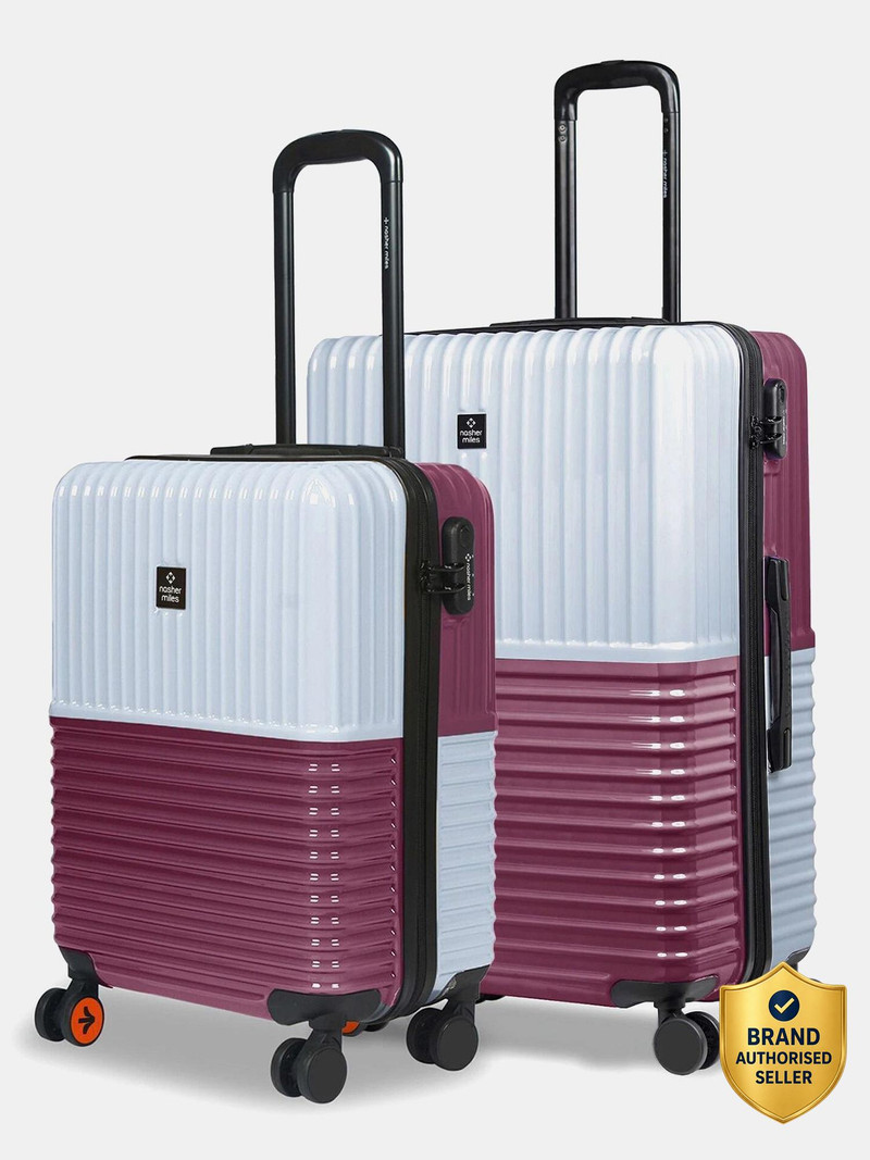 Nasher Miles NASHER MILES Istanbul Hard-sided Luggage Set of 2 Silver and Rose Gold (55 & 65 Cm) Cabin & Check-in Set 8 Wheels - 24 inch