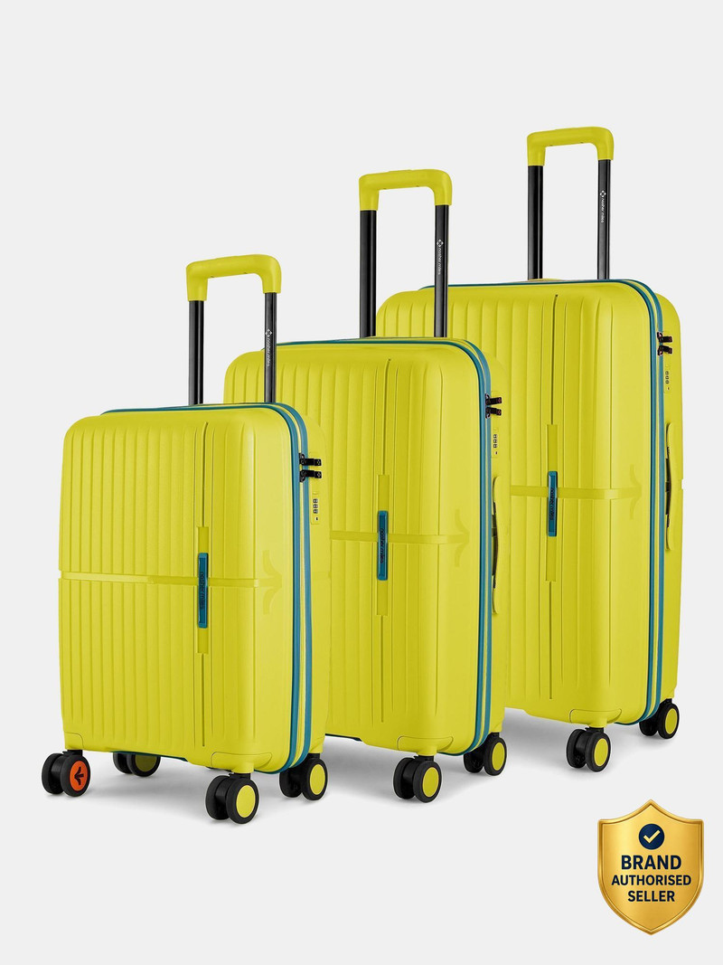 nasher miles hard body set of 3 luggage 8 wheels - springfield hardside polypropylene luggage 3 green trolleybag(55,65&75cm) - green