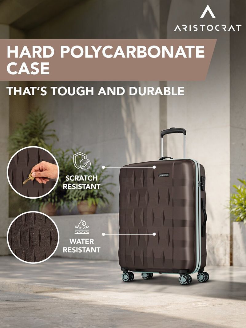 ARISTOCRAT Hard Body Luggage Set of 2, 8 Wheels, Brown - Image 5