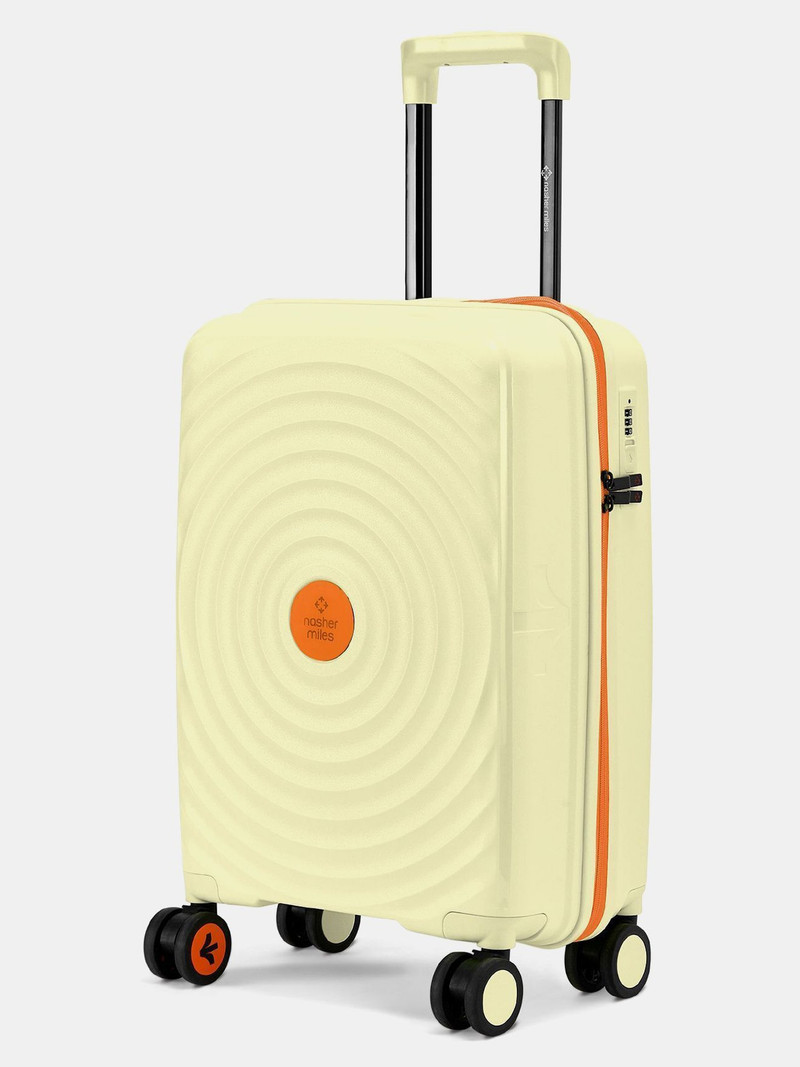 Nasher Miles NASHER MILES Small Cabin Suitcase (55 cm) 8 Wheels - Goa Polypropylene Hard-Sided 20 inch Spinner Trolley Bag for Travel & Business - Yellow, Orange