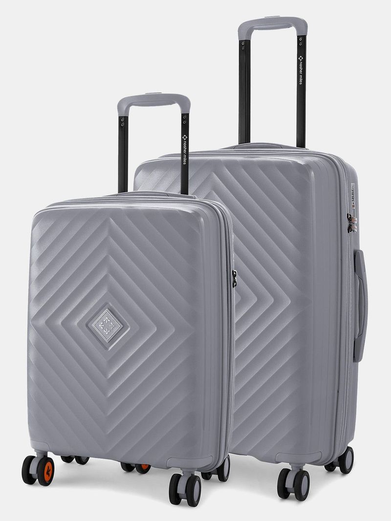 Nasher Miles NASHER MILES Hard Body Set of 2 Luggage 8 Wheels - Hardside Polypropylene Grey Trolley Bag(55&65Cm) - Grey