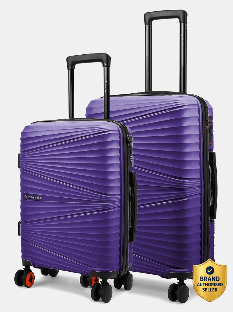 Nasher Miles NASHER MILES Mumbai Hard-Side Polypropylene Shell 55 & 65cm Trolley Bag for Travel Cabin & Check-in Set 8 Wheels - 24 inch