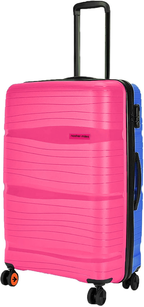 Nasher Miles NASHER MILES Large Check-in Suitcase (75 cm) 8 Wheels - Nicobar Hard-sided Polypropylene Check-In Luggage Pink and Sky Blue 28 inch |75cm Trolley bag - Pink, Blue