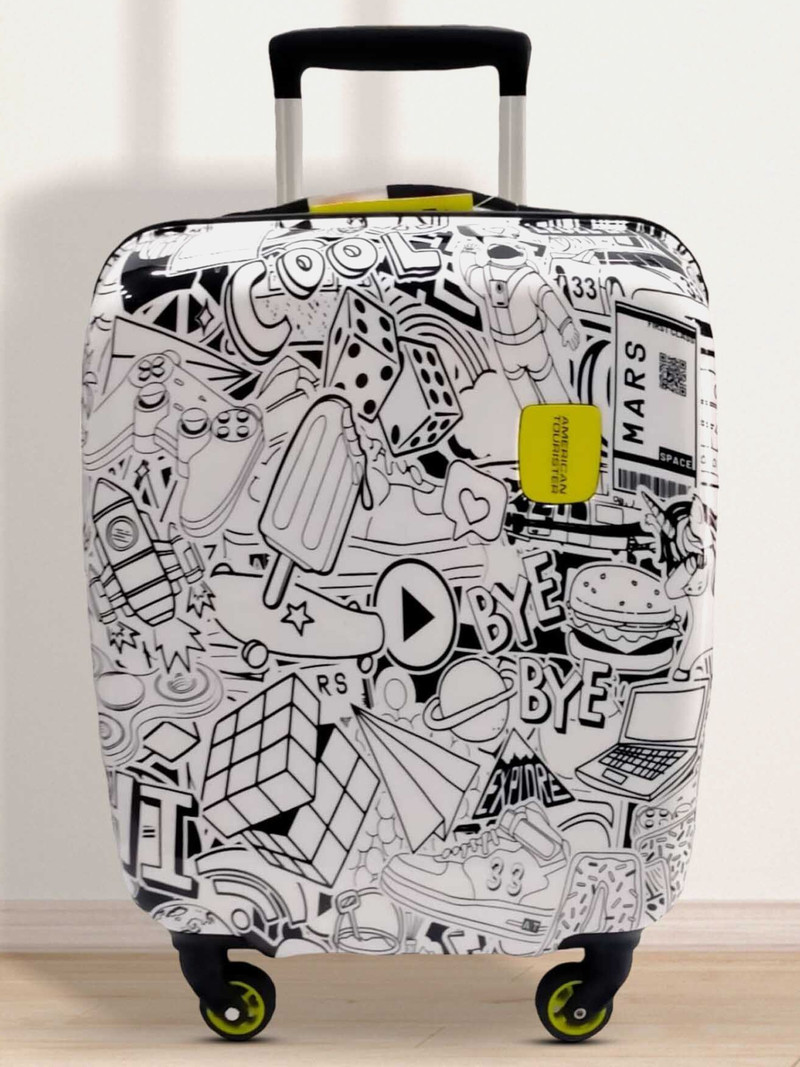 American Tourister AMERICAN TOURISTER Small Cabin Suitcase (53.5 cm) 4 Wheels - Swag on 55cm White Cabin Luggage Hard Trolley - White