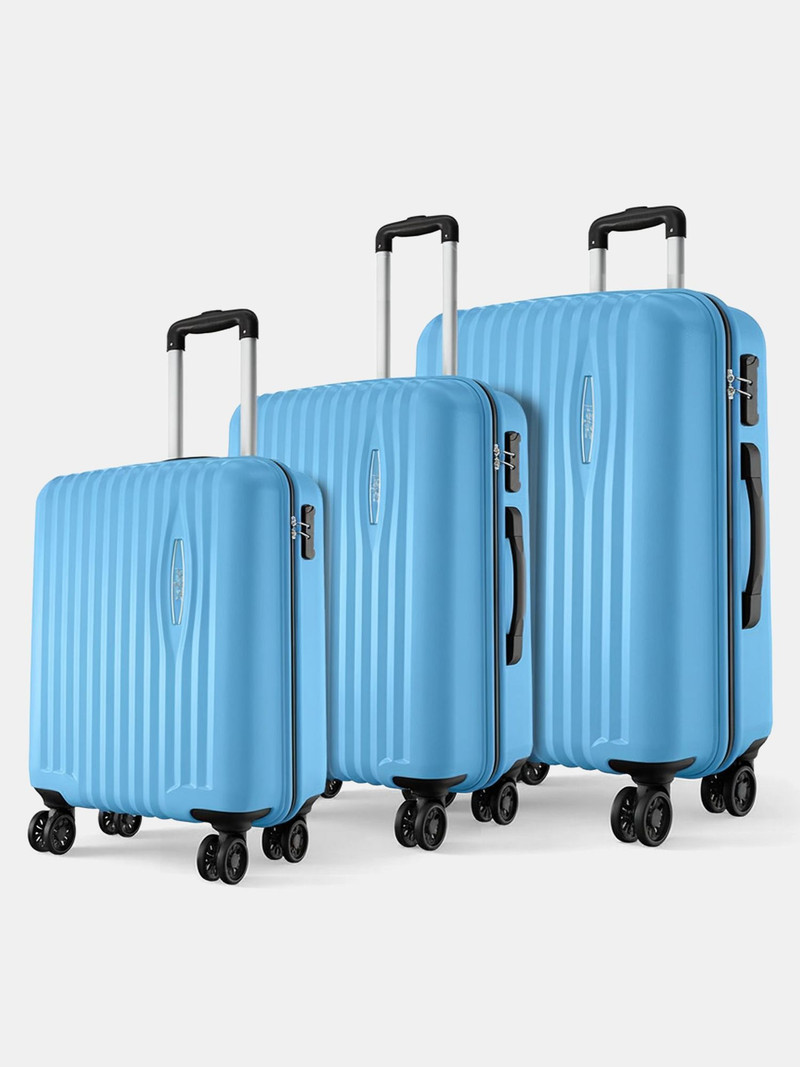 Safari SAFARI Hard Body Set of 3 Luggage 4 Wheels - Glimpse Pro Set of 3 (Small 56cm | Medium 69cm | Large 79cm) - Blue