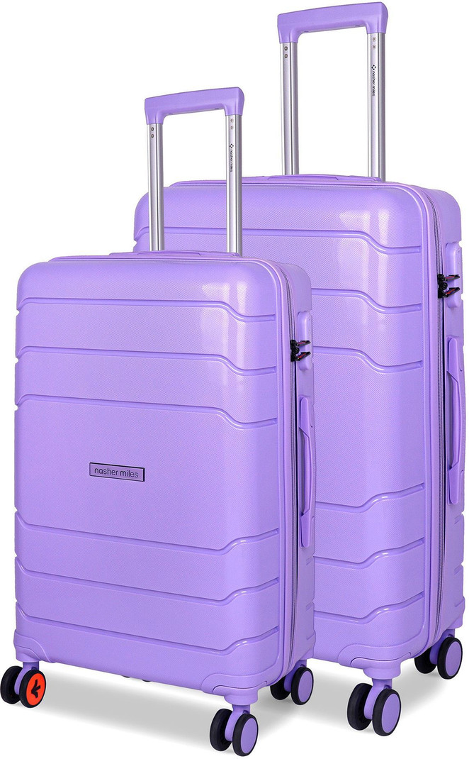 Nasher Miles NASHER MILES Hard Body Set of 2 Luggage 8 Wheels - HardSided Polypropyelene Luggage S2 Pastel Purple Trolley Bags (65&75Cm) - Purple