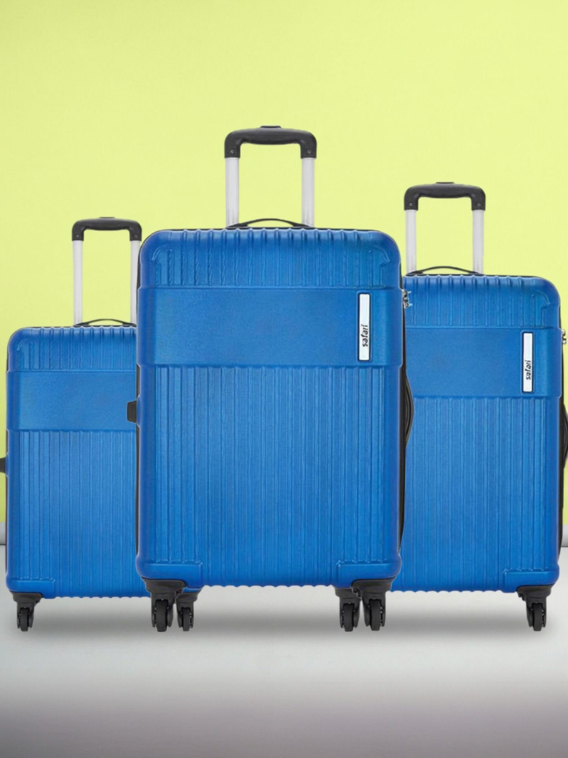 Safari SAFARI Hard Body Set of 3 Luggage 4 Wheels - STEALTH Set of 3 (Small 55cm | Medium 66cm | Large 75cm) 4W - Blue