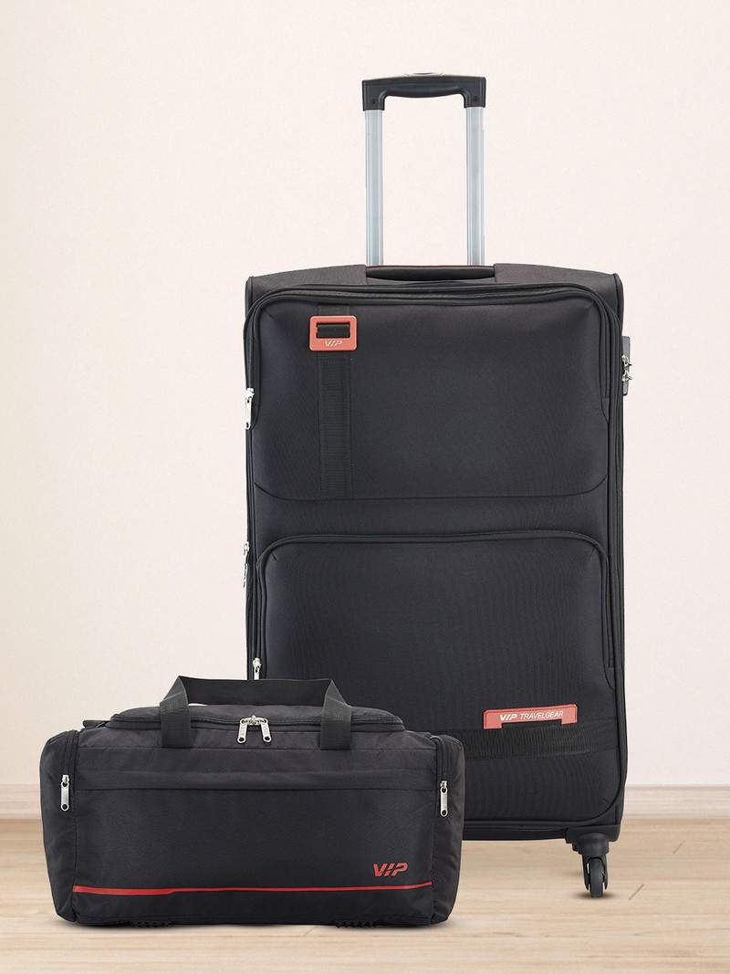VIP VIP Soft Body Set of 2 Luggage 4 Wheels - Durable Soft Cabin size with 45L - Black