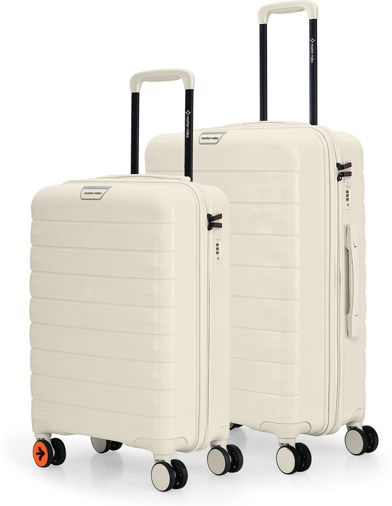 Nasher Miles NASHER MILES Hard Body Set of 2 Luggage 8 Wheels - Vienna Hardsided Polypropylene Luggage Set of 2 White Cream Trolley Bag(55&65cm) - White