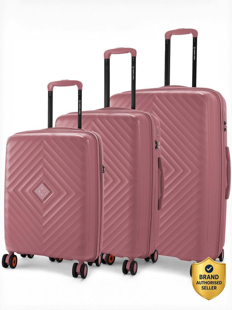 Nasher Miles NASHER MILES Hard Body Set of 3 Luggage 8 Wheels - Antwerp Expander Hardside Polypropylene Bubblegum Pink Trolley Bags(55,65\u002675Cm)