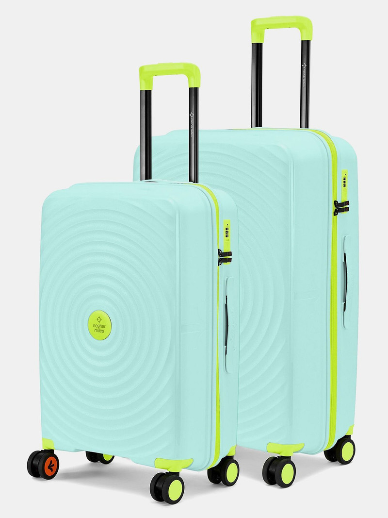 Nasher Miles NASHER MILES Hard Body Set of 2 Luggage 8 Wheels - Goa Polypropylene Hard-Sided Trolley Bags 65 & 75 cm Lightweight Durable - Green