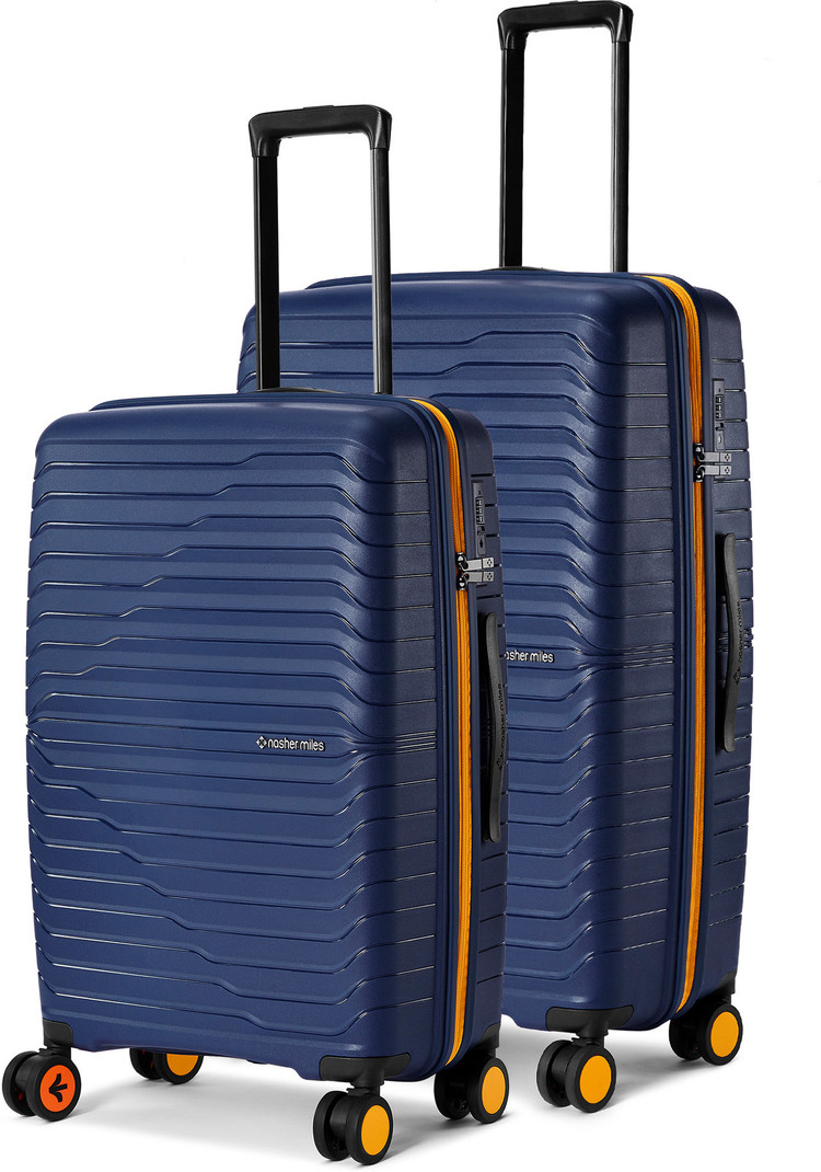 Nasher Miles NASHER MILES Hard Body Set of 2 Luggage 8 Wheels - Cairo Hard-Sided Polypropylene Luggage Set of 2 Trolley Bag for Travel - Blue
