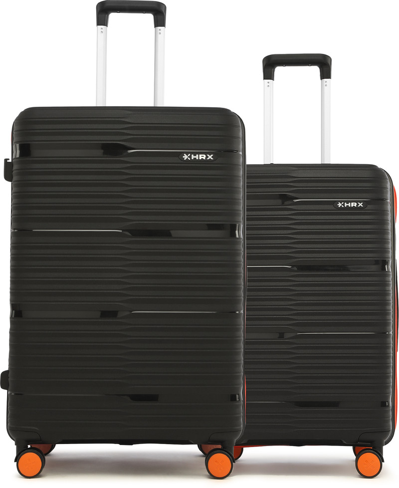 HRX HRX Hard Body Set of 2 Luggage 8 Wheels - Zanzibar 2 (Small 58cm | Medium 66cm) - Black