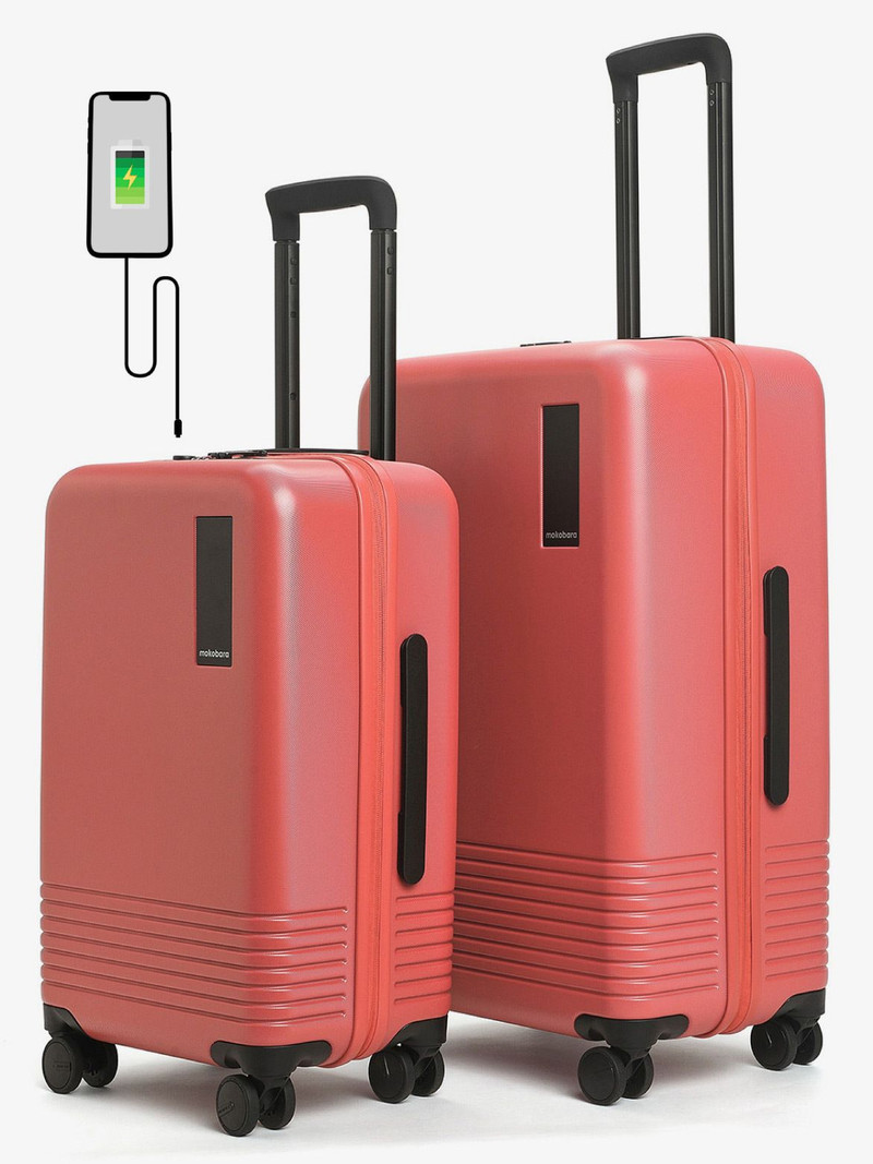 Mokobara Mokobara Hard Body Set of 2 Luggage 8 Wheels - The Set of 2 Luggage (Small 57.8cm | Medium 68.5) - Pink