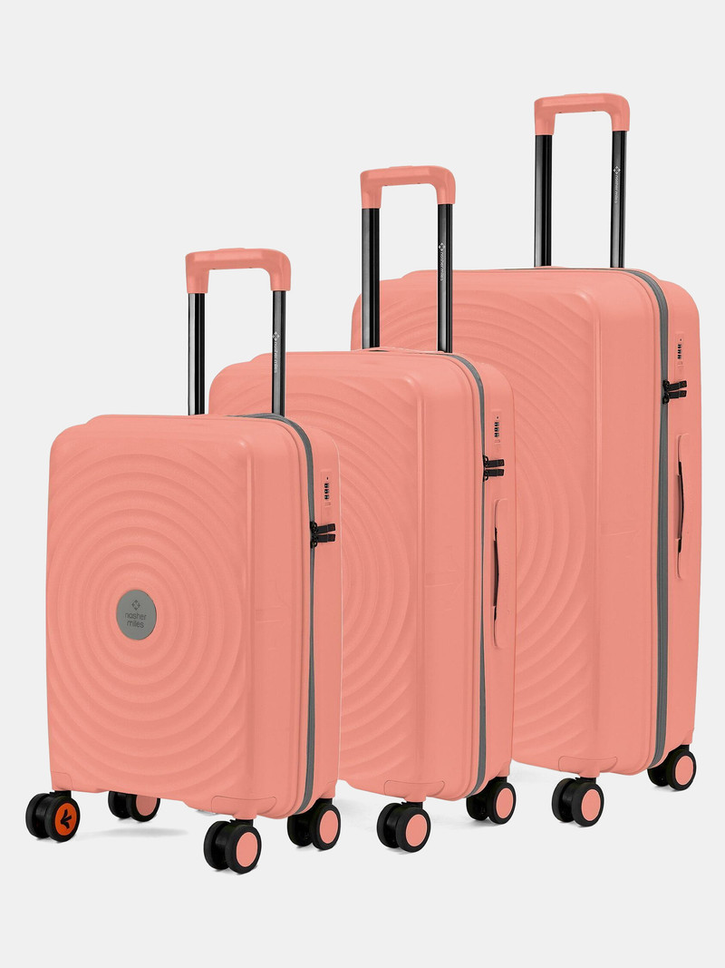 Nasher Miles NASHER MILES Hard Body Set of 3 Luggage 8 Wheels - Goa Polypropylene Hard-Sided Trolley Bags 55, 65 & 75 cm Lightweight Durable - Beige