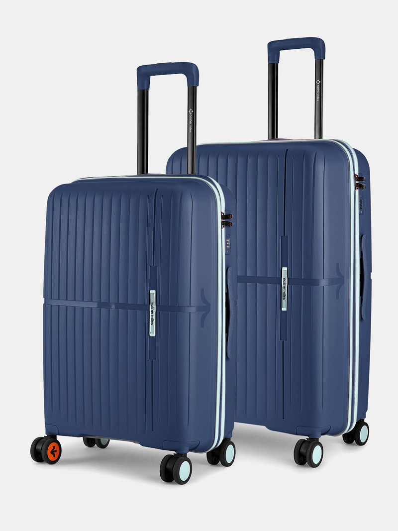 Nasher Miles NASHER MILES Hard Body Set of 2 Luggage 8 Wheels - Springfield Hard-Sided Polypropylene Luggage Set of 2 Trolley Bag for Travel - Blue, Multicolor