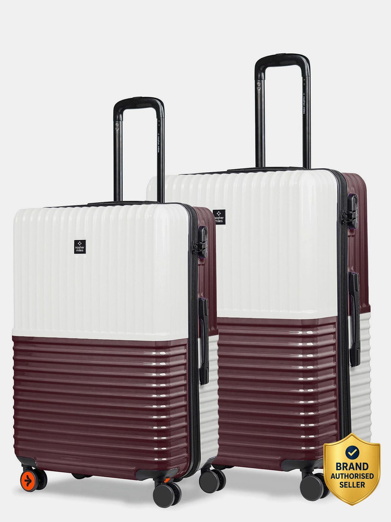 Nasher Miles NASHER MILES Istanbul Hard-Sided ABS and PC Luggage Cream and Brown Trolley Bags(65&75cm) Check-in Suitcase 8 Wheels - 28 inch