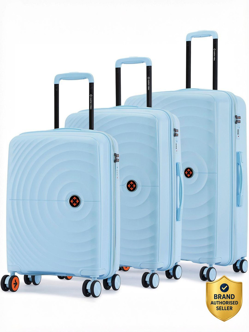 Nasher Miles NASHER MILES Seattle Hard-Sided Polypropylene Luggage Light Blue Trolley Bag(55,65&75cm) Cabin & Check-in Set 8 Wheels - 28 inch