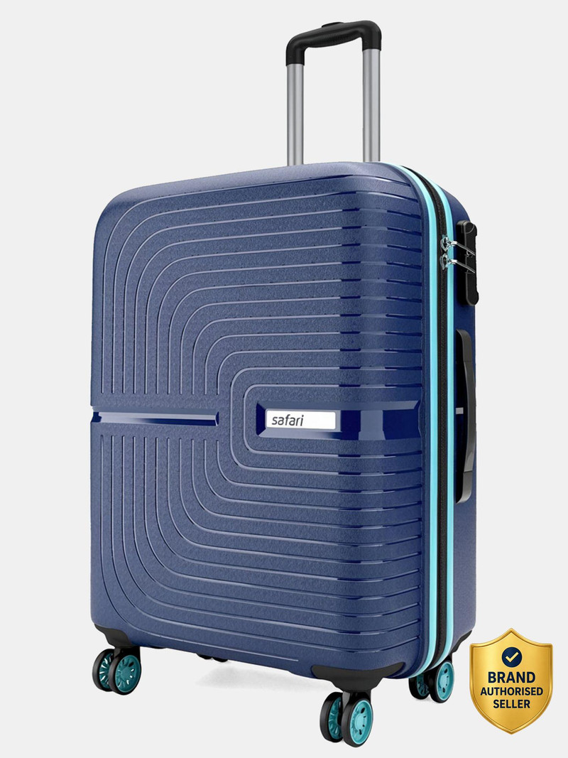 safari medium check-in suitcase (66 cm) 8 wheels - eclipse neo - blue, silver