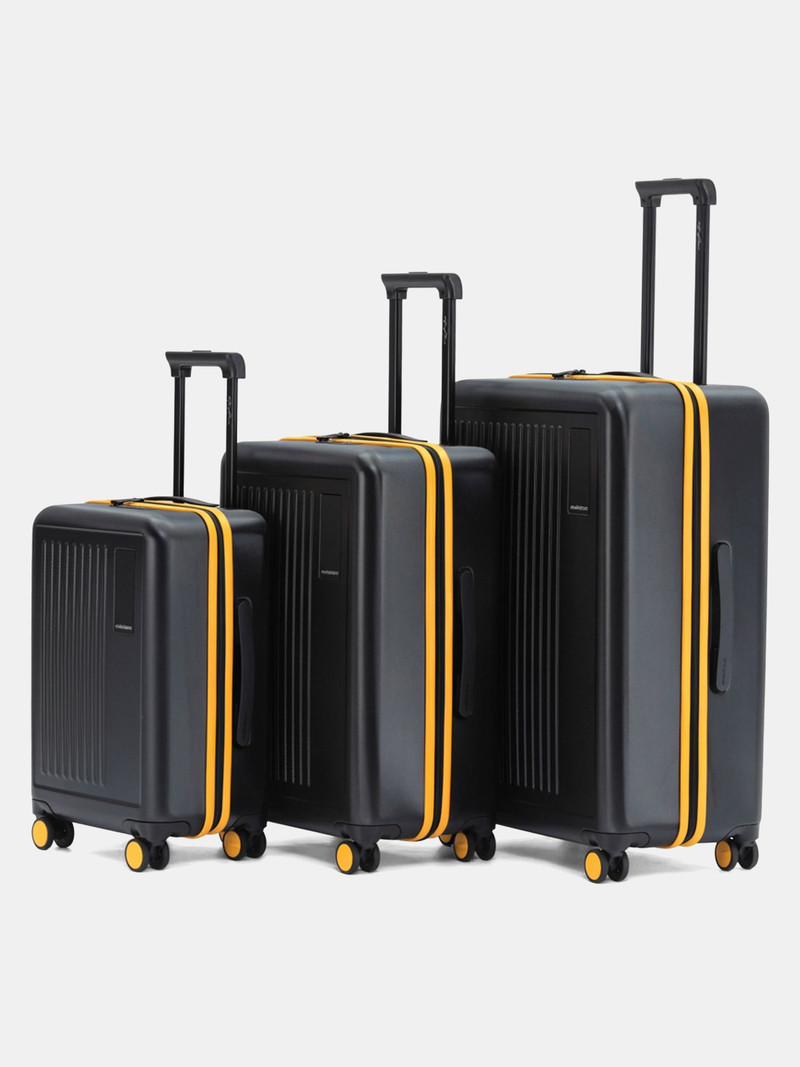 Mokobara Mokobara Hard Body Set of 3 Luggage 8 Wheels - The Transit Set of The Cabin, Medium & Large 2.0 - Black, Gold