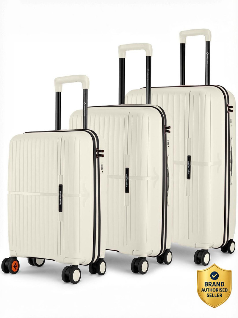 Nasher Miles NASHER MILES Springfield Hard-Sided Polypropylene Luggage Set of 3 Trolley Bags for Travel Cabin & Check-in Set 8 Wheels - 28 inch