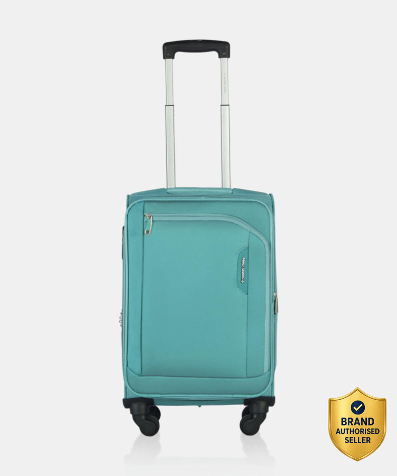 Nasher Miles NASHER MILES Small Cabin Suitcase (55 cm) 4 Wheels - Dallas Expander soft-sided Polyester Cabin Luggage Cyan 20 inch |55cm Trolley bag