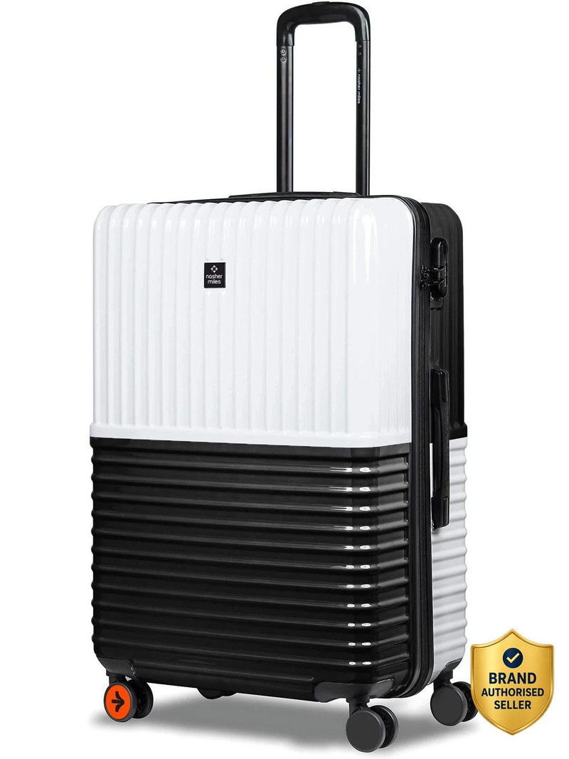 Nasher Miles NASHER MILES Large Check-in Suitcase (75 cm) 8 Wheels - Istanbul Hard-sided ABS and PC Check-In Luggage Black and White 28 inch |75cm Trolley bag