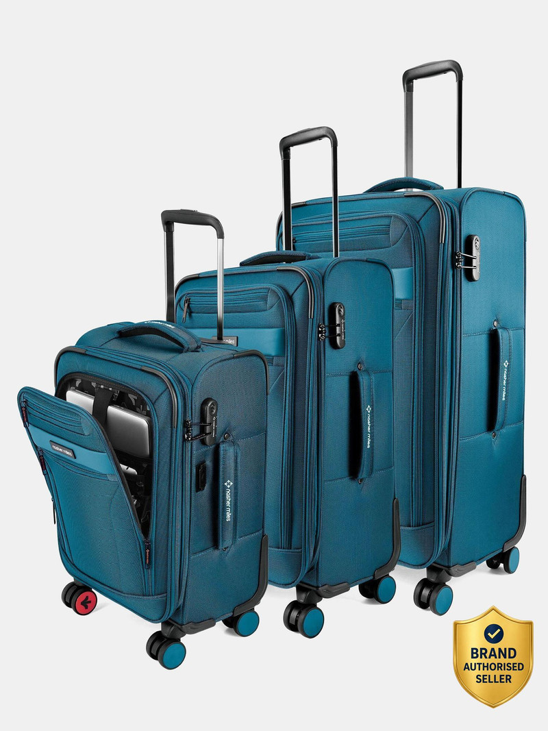 Nasher Miles NASHER MILES Berlin Expander Soft-Sided Polyester 55, 65 & 75 cm Small, Medium & Large Bags Expandable Cabin & Check-in Set 8 Wheels - 28 inch