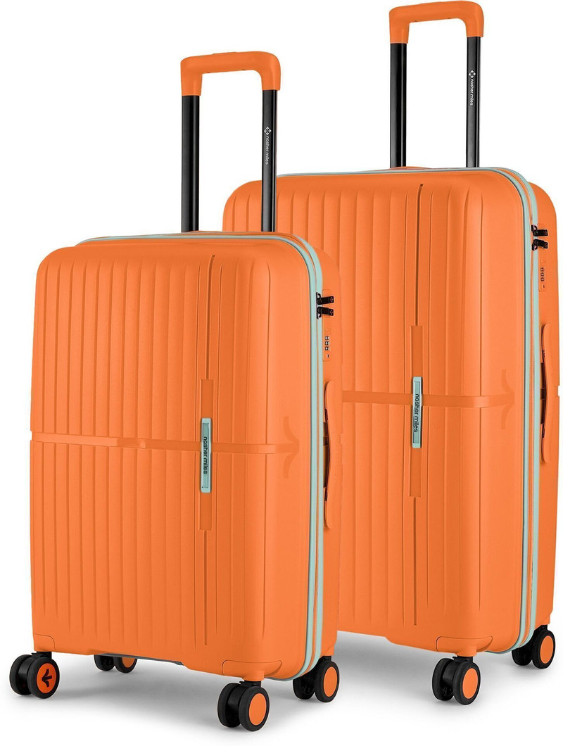 Nasher Miles NASHER MILES Hard Body Set of 2 Luggage 8 Wheels - Springfield HardSide Polypropylene Luggage Set of 2 Orange Trolley Bag(65&75cm) - Orange
