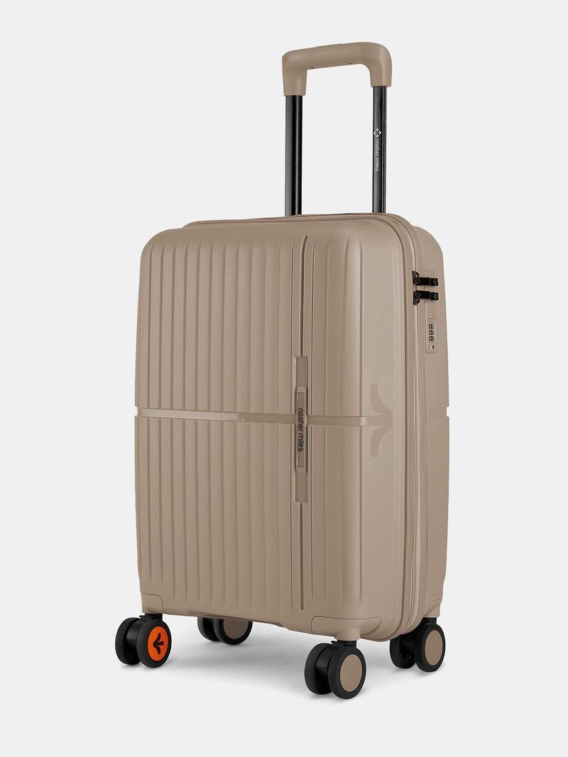 Nasher Miles NASHER MILES Small Cabin Suitcase (55 cm) 8 Wheels - Springfield Hard-Sided Polypropylene Luggage Champagne 55cm Trolley Bag - Khaki