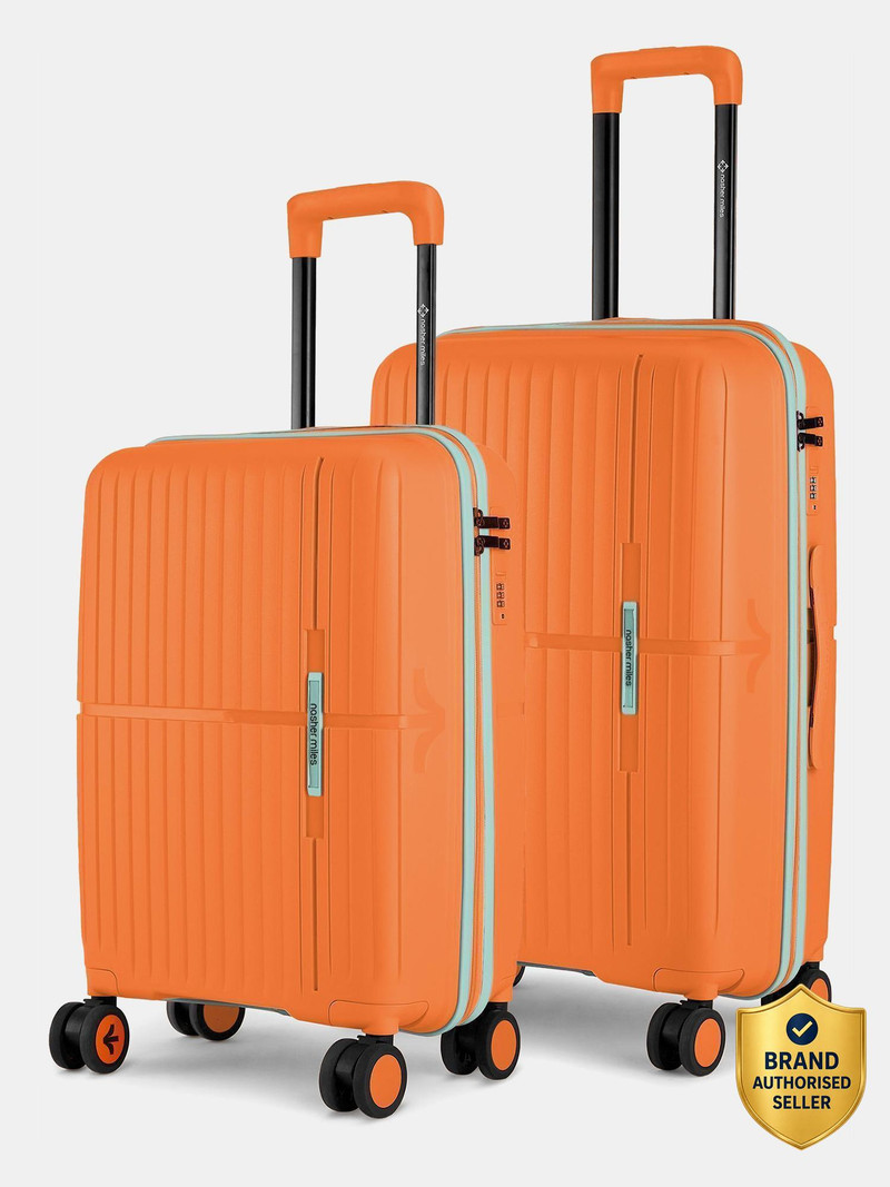 Nasher Miles NASHER MILES Springfield HardSide Polypropylene Luggage Set of 2 Orange Trolley Bag(55&65cm) Cabin & Check-in Set 8 Wheels - 24 inch