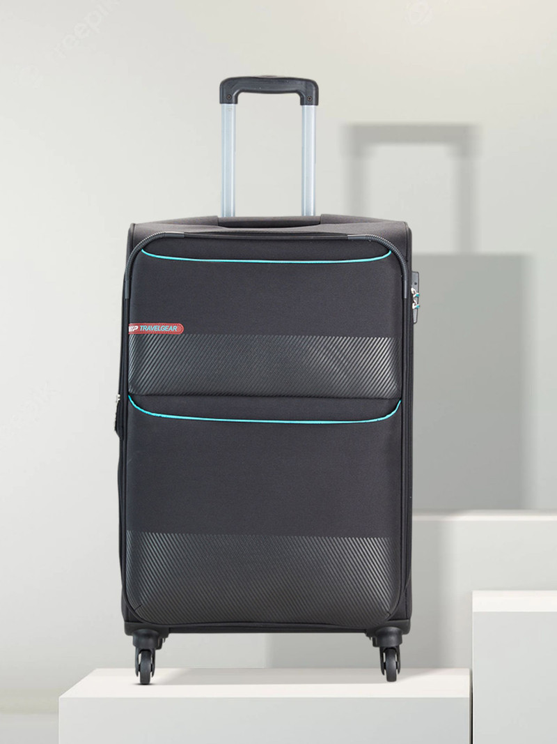 VIP VIP Large Check-in Suitcase (78 cm) 4 Wheels - Essencia Polyester Softsided Check-in Luggage Smooth Spinning Wheels 79cm Black - Black