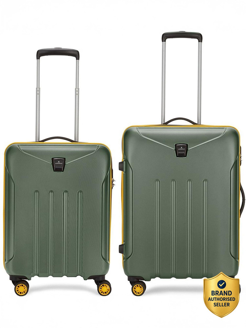 aristocrat hard body set of 2 luggage 8 wheels - falcon pro 2 (small 55cm medium 65cm) suitcase - green