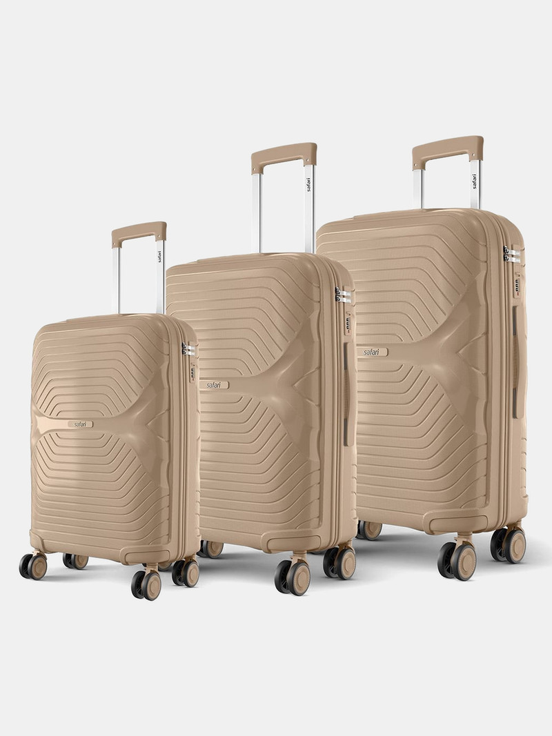 Safari SAFARI Hard Body Set of 3 Luggage 8 Wheels - Rovera 3P - Khaki