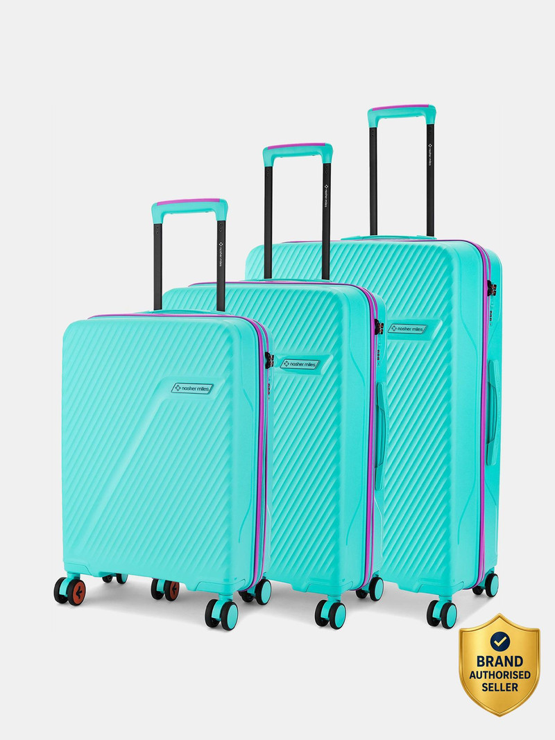 Nasher Miles NASHER MILES Montreal Hard-Side Polypropylene Luggage Set of 3 (Small Medium Large) Suitcases Cabin & Check-in Set 8 Wheels - 28 inch