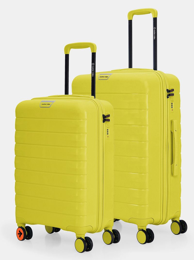 Nasher Miles NASHER MILES Hard Body Set of 2 Luggage 8 Wheels - Hard-Sided Set of 2 (Small 55cm | Medium 66) - Yellow