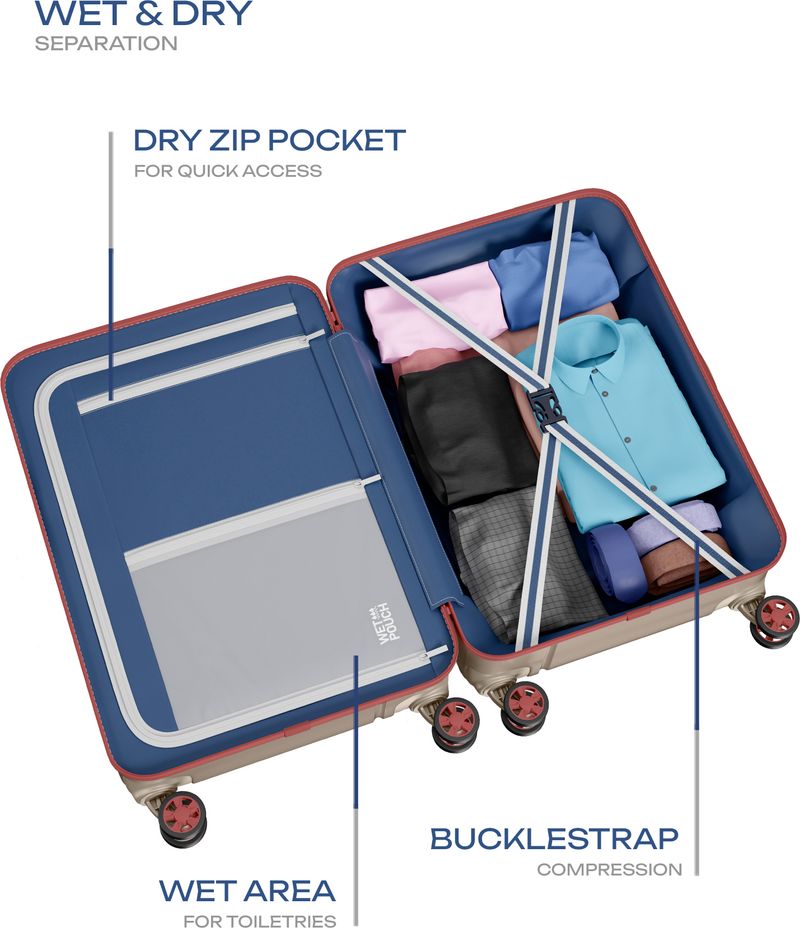Safari Squadron 3-Piece Luggage Set 8 Wheels Beige - Image 5