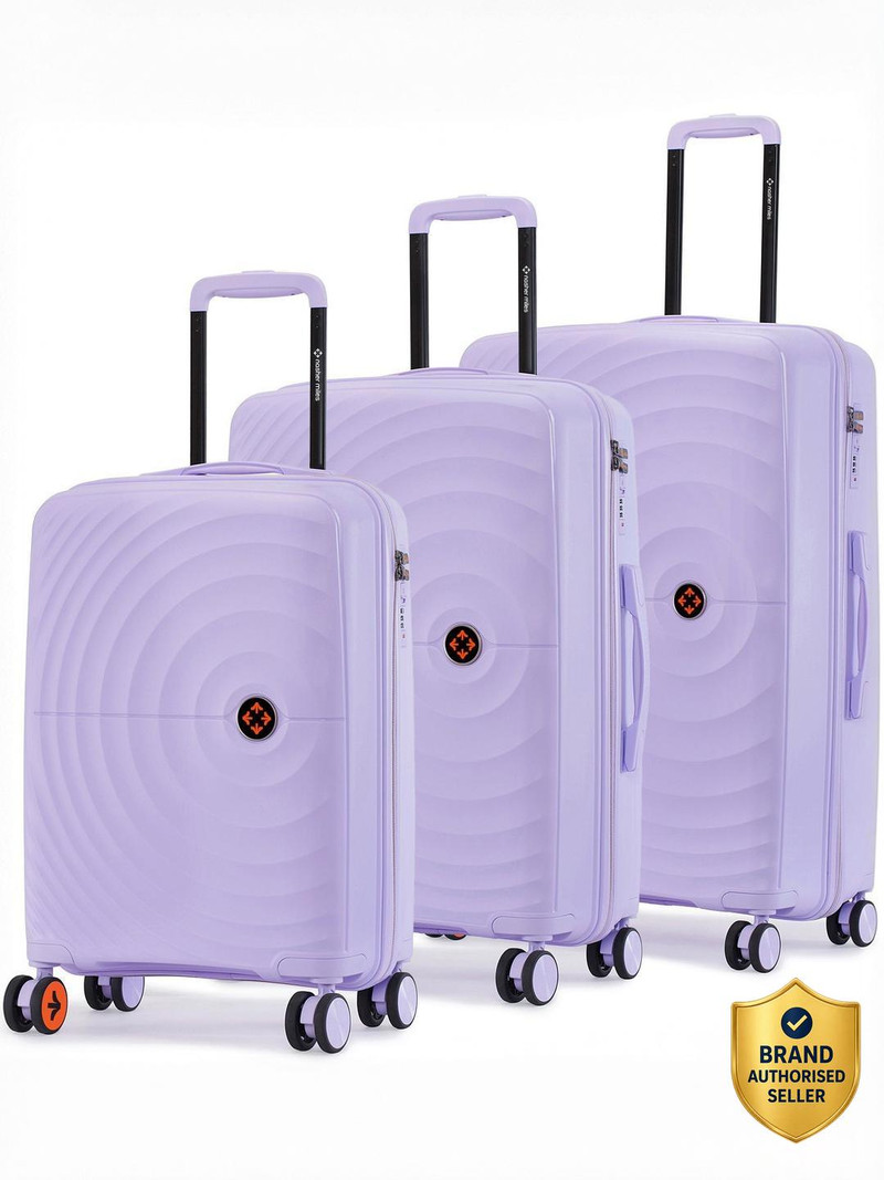 Nasher Miles NASHER MILES Seattle Hard-Sided Polypropylene Luggage Pastel Purple Trolley Bags(55,65&75cm) Cabin & Check-in Set 8 Wheels - 28 inch